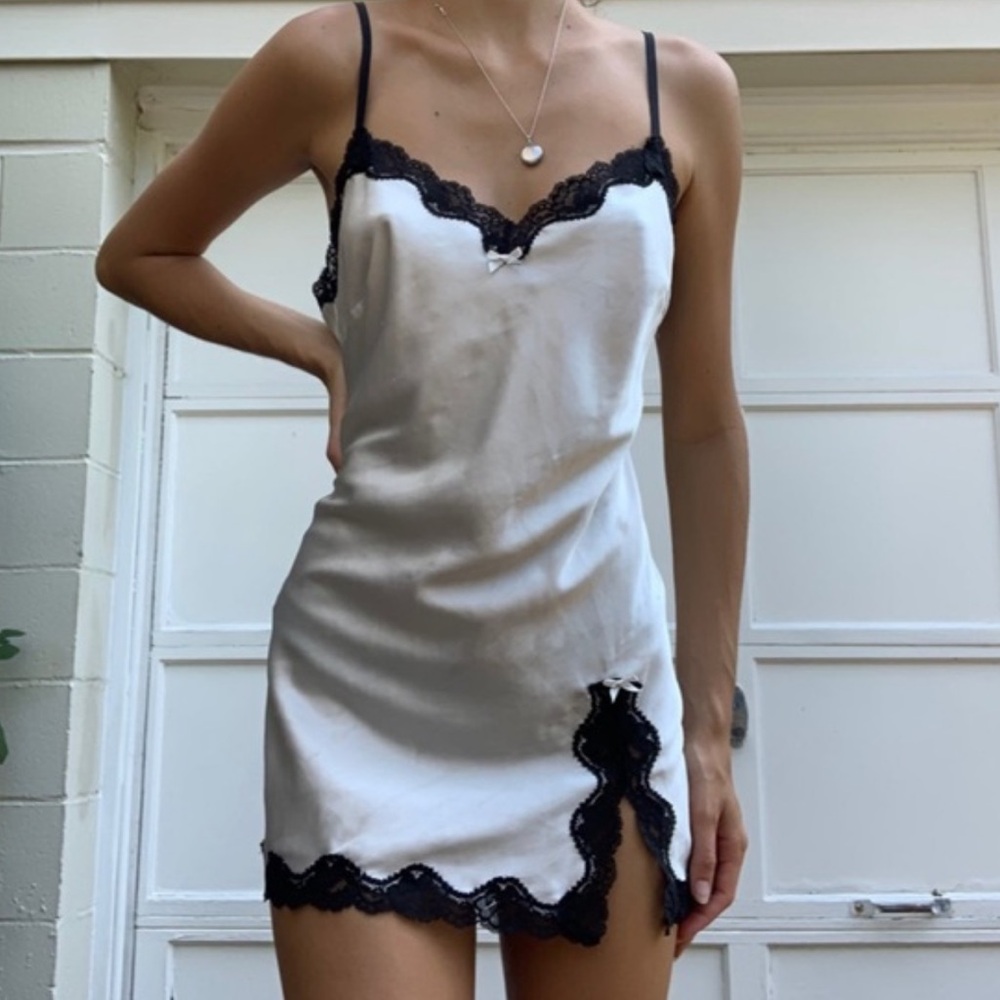 Victoria's Secret White Dress with Black Lace